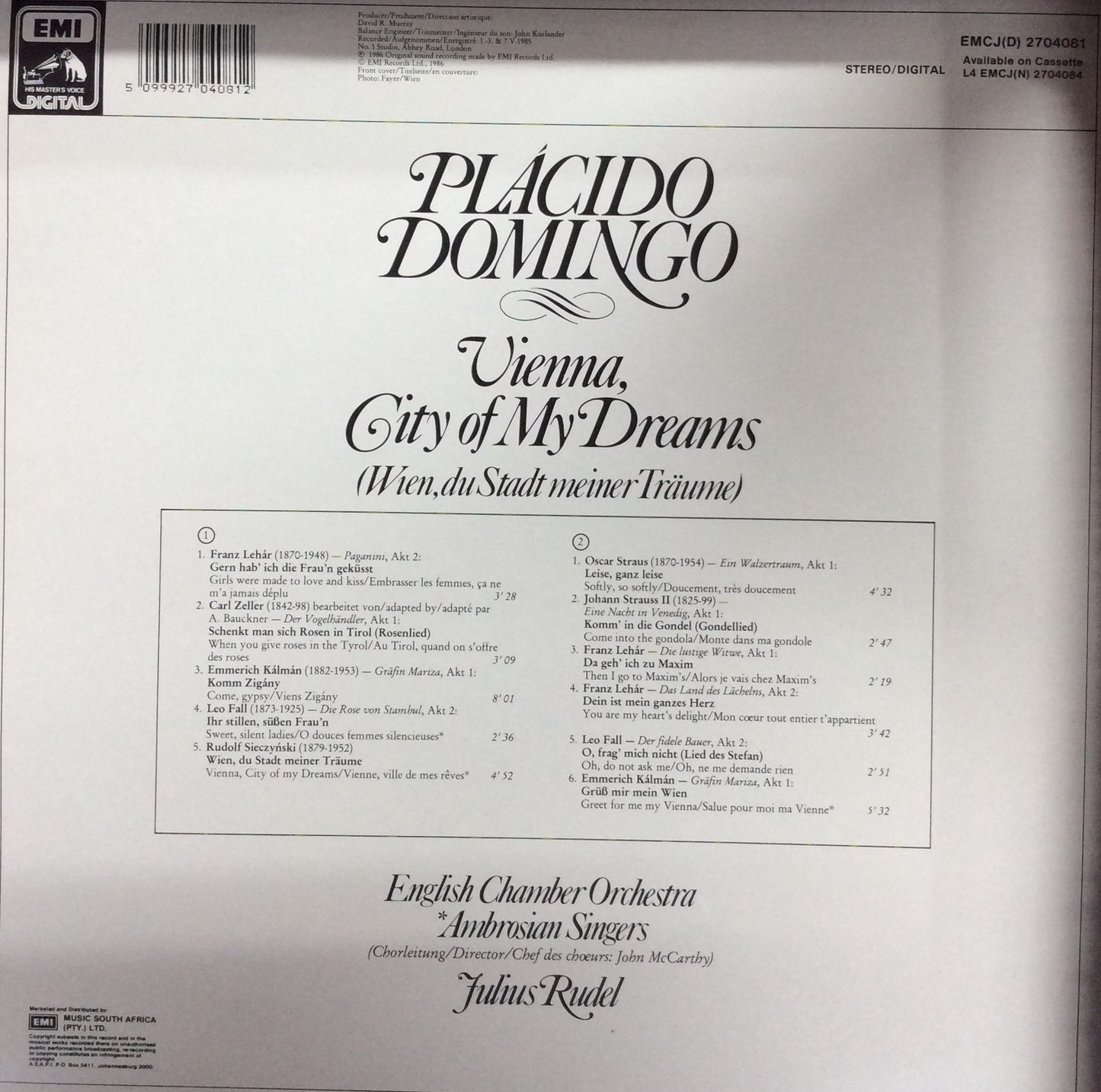 Placido Domingo - Vienna, City Of My Dreams