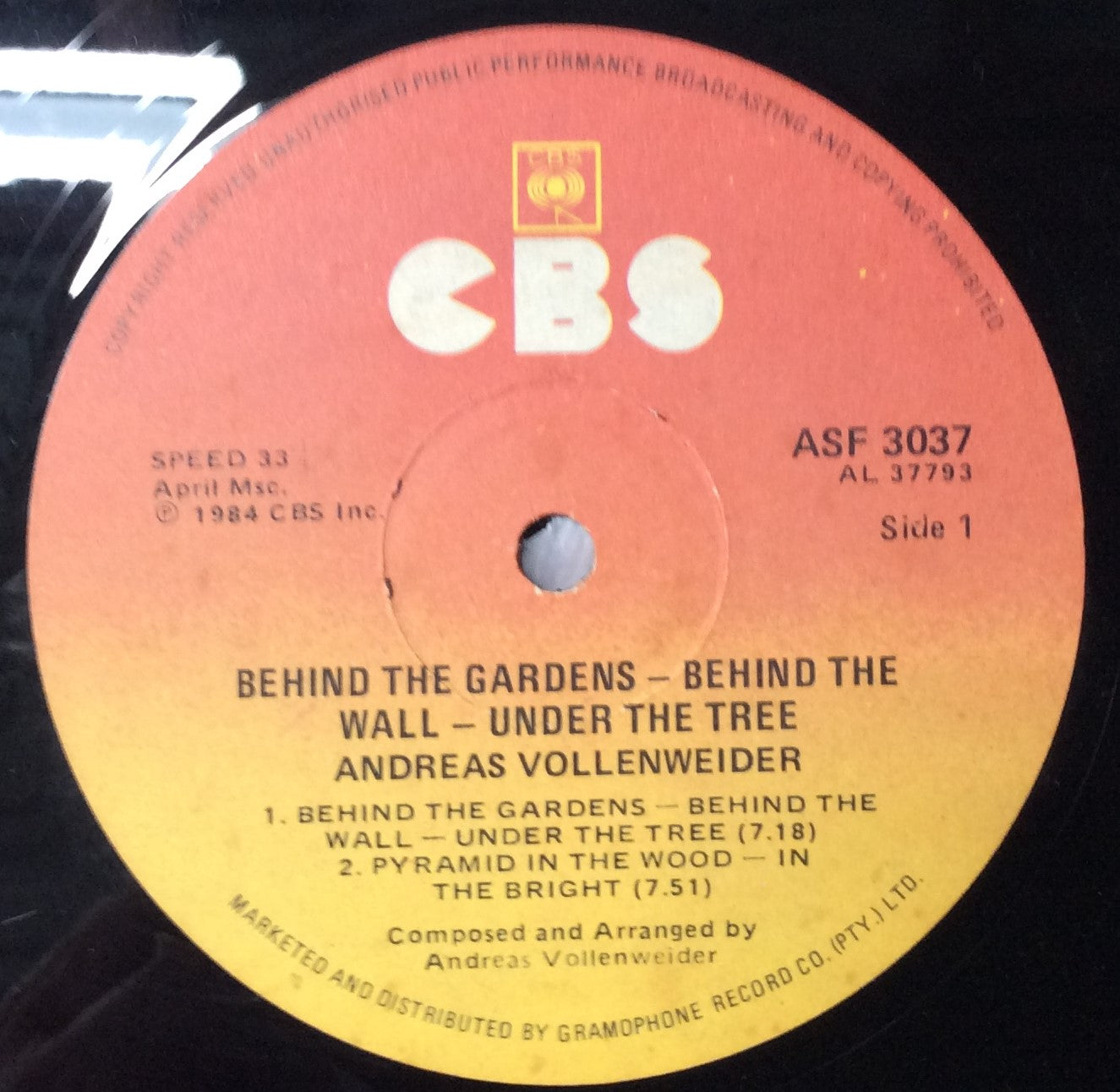 Andreas Vollenweider - Behind The Gardens Behind The Wall Under The Tree