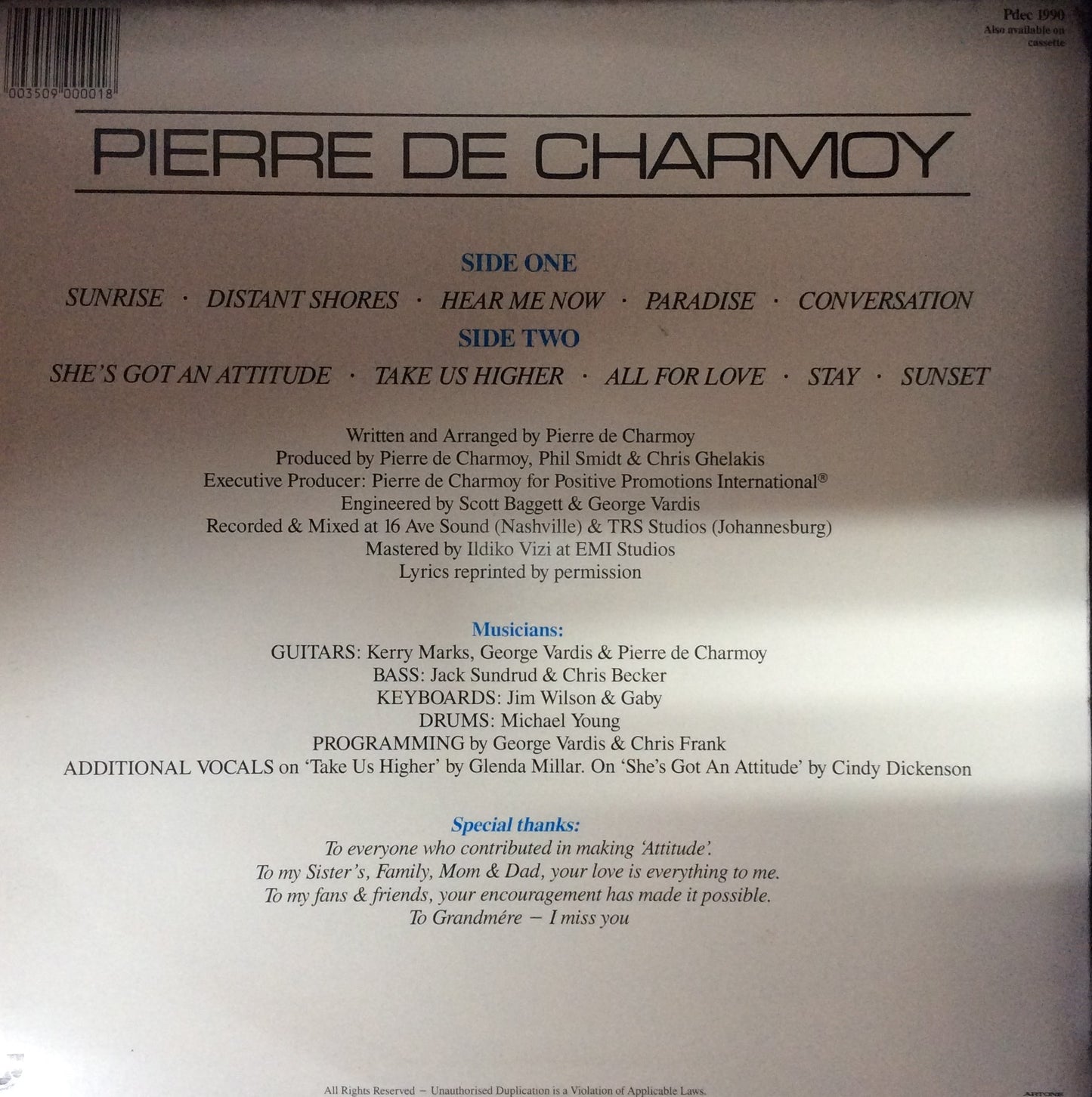 Pierre De Charmoy - Attitude