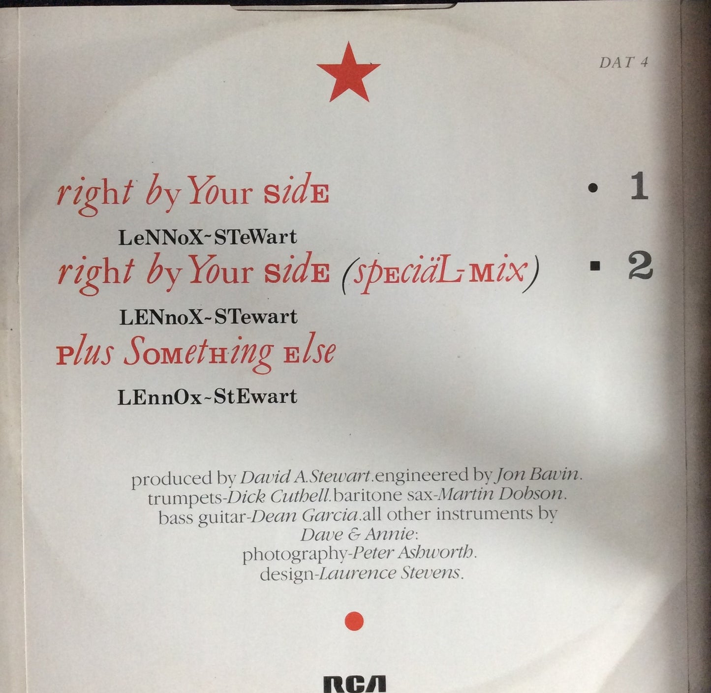 Eurythmics - Right By Your Side - 12" Maxi