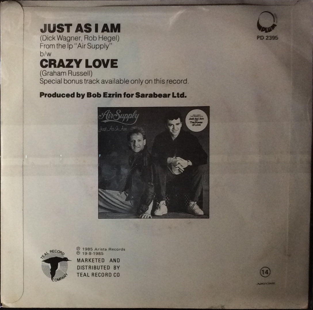 Air Supply - Just As I Am (7" Single)