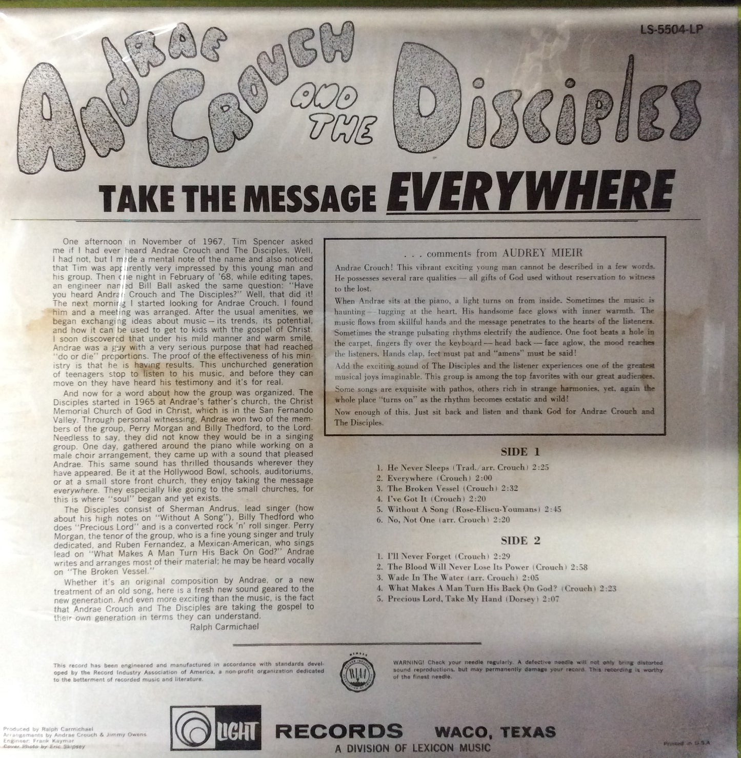 Andrae Crouch - Take The Message Everywhere