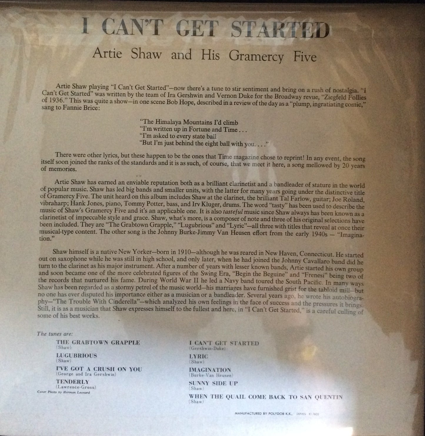 Artie Shaw And His Gramercy Five - I Can't Get Started …