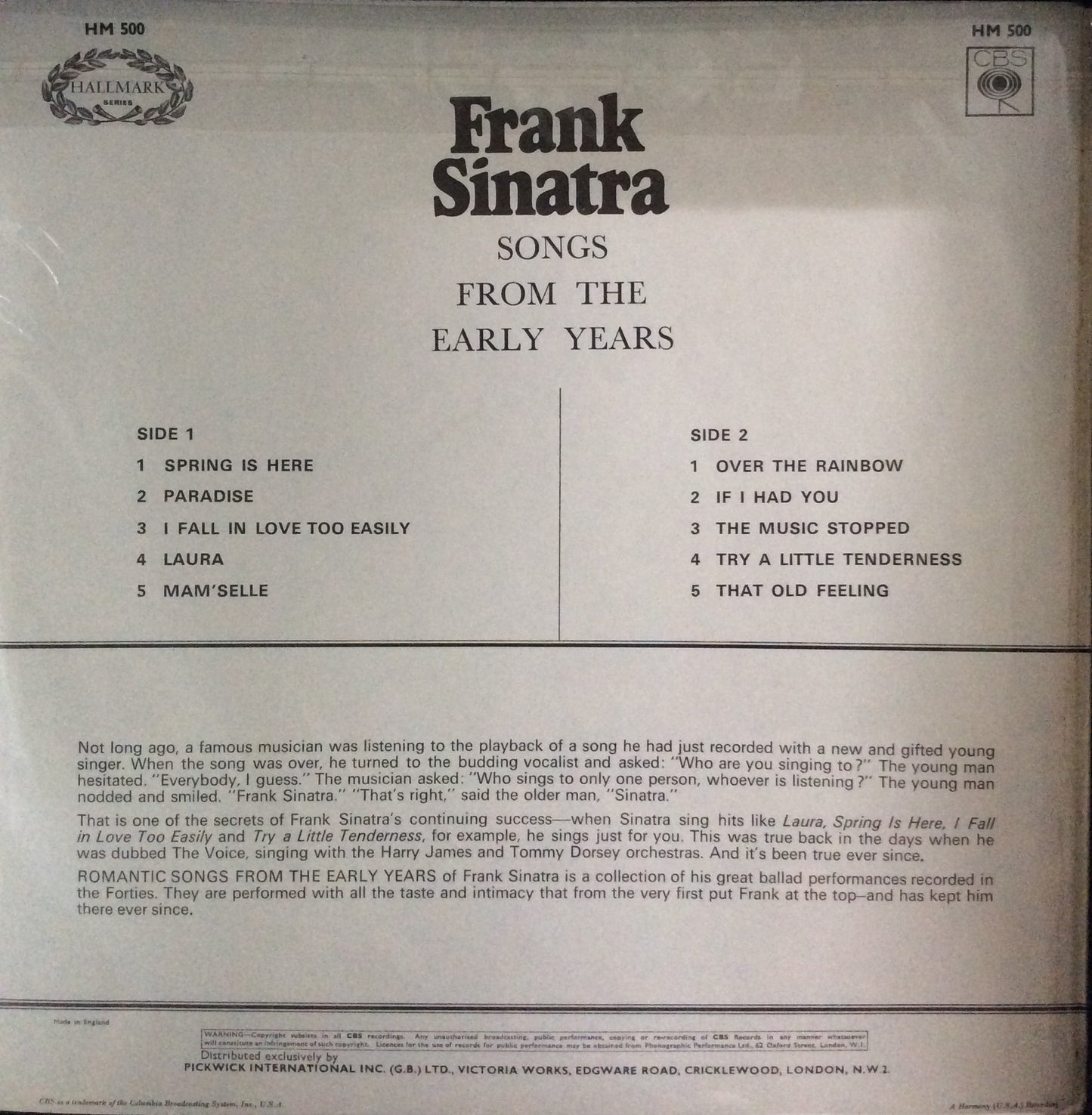 Frank Sinatra - Romantic Songs From The Early Years
