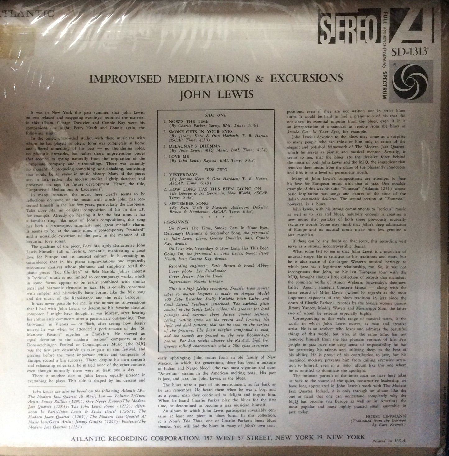 John Lewis - Improvised Meditations & Excursions