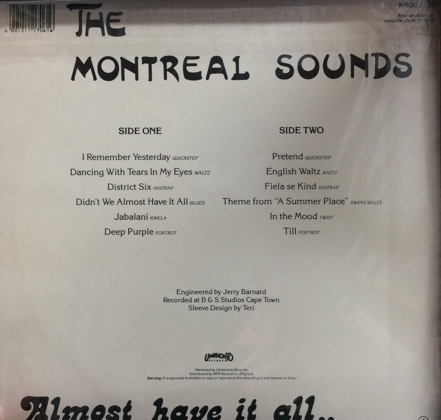 Montreal Sounds, The - Almost Have It All