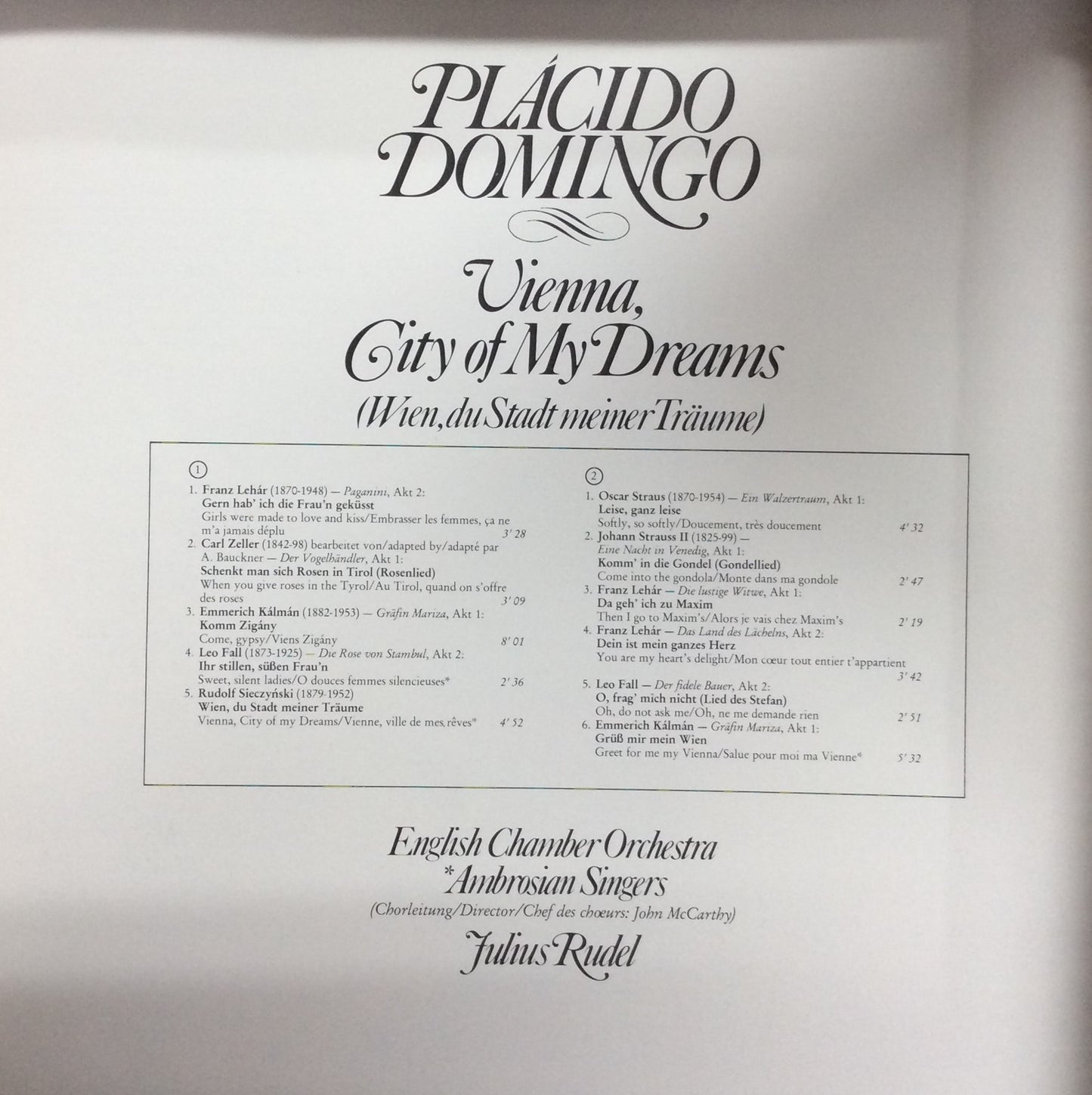 Placido Domingo - Vienna, City Of My Dreams