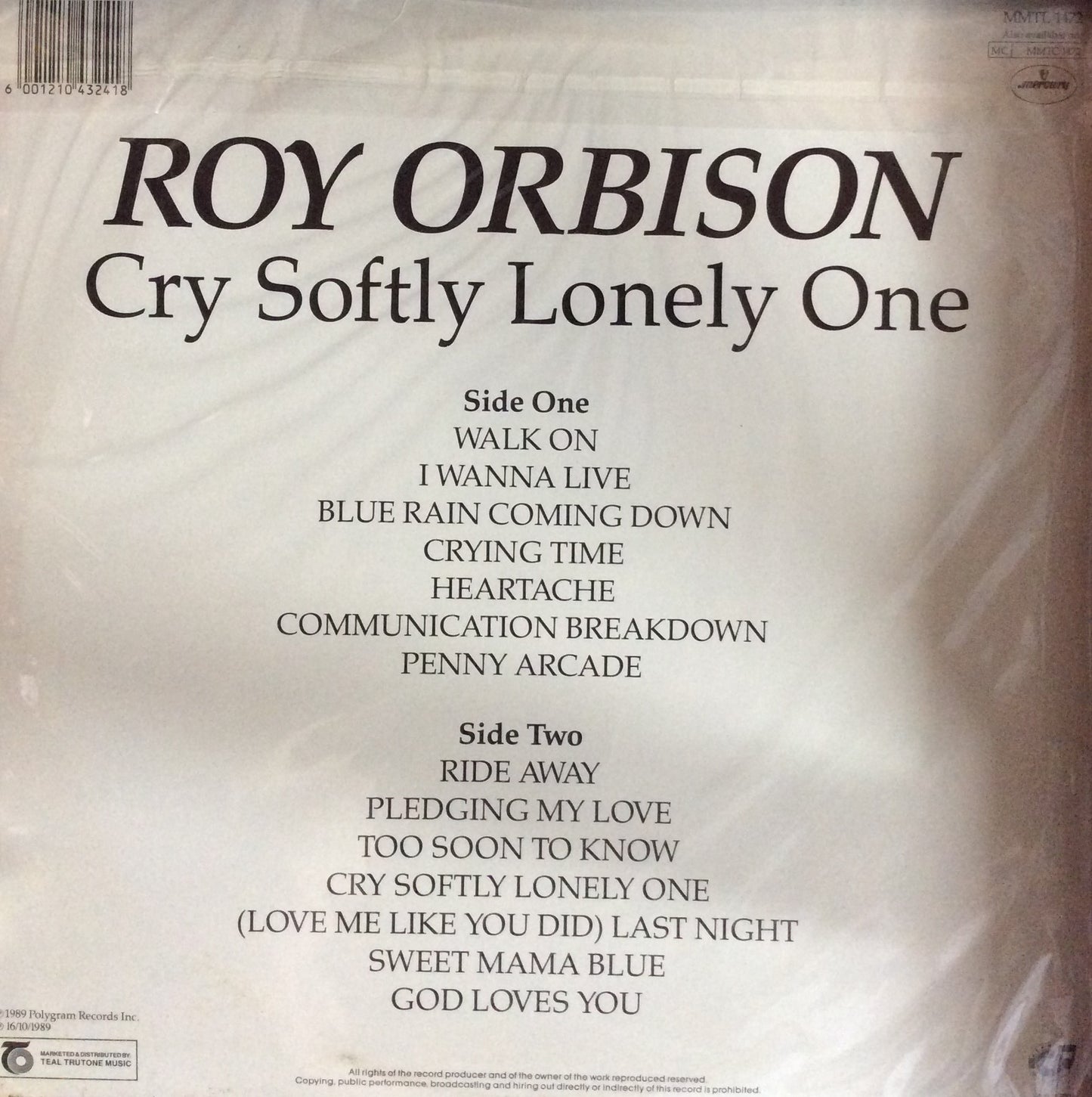 Roy Orbison - Cry Softly Lonely One